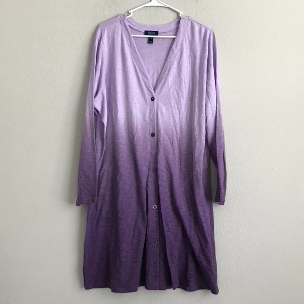 Denim & Co. By the Beach Dip Dye Knit Cardigan - Lilac (Sz) a596368